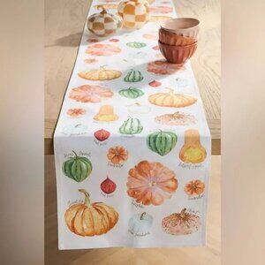 Anthropologie Types Of Pumpkins Squash Table Runner 16"x90" Fall Thanksgiving